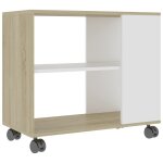 Vidaxl table d'appoint blanc et chêne sonoma 70x35x55 cm aggloméré Vidaxl table d'appoint blanc et chêne sonoma 70x35x55 cm aggloméré