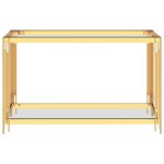 Vidaxl table d'appoint dor 120x40x78 cm acier inoxydable et verre
