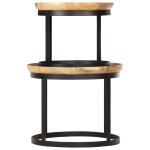 Vidaxl tables d'appoint rondes 2 pcs bois de manguier solide et acier Vidaxl tables d'appoint rondes 2 pcs bois de manguier solide et acier