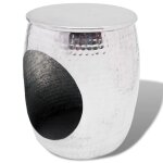 Vidaxl table d'appoint / tabouret en forme de baril aluminium argent