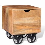 Vidaxl table d'appoint tiroir et roues bois de manguier 40 x 40 x 45cm Vidaxl table d'appoint tiroir et roues bois de manguier 40 x 40 x 45cm