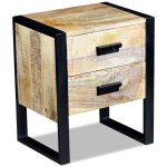 Vidaxl table auxiliaire  2 tiroirs 43 x 33 x 51 cm bois de manguier massif