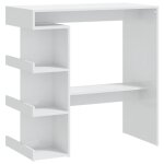 Vidaxl table de bar tagre de rangement blanc brillant 100x50x101, 5cm