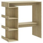Vidaxl table de bar étagère de rangement chêne sonoma 100x50x101, 5 cm Vidaxl table de bar étagère de rangement chêne sonoma 100x50x101, 5 cm