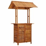 Vidaxl table de bar d'extrieur avec toit 122x106x217 cm bois d'acacia
