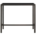 Vidaxl table de bar de jardin marron 130x60x110cm rsine tresse verre