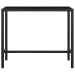 Vidaxl table bar de jardin noir 130x60x110 cm rsine tresse et verre