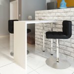 Vidaxl table de bar mdf avec 2 pieds en acier haut brillance blanc Vidaxl table de bar mdf avec 2 pieds en acier haut brillance blanc