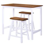 Vidaxl table de bar et tabouret 3 pcs bois massif Vidaxl table de bar et tabouret 3 pcs bois massif