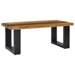 Vidaxl table basse 100x50x40 cm bois de teck massif et pierre de lave