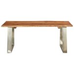 Vidaxl table basse 100x60x40 cm bois d'acacia et acier inoxydable