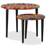 Vidaxl table basse 2 pcs dtails tisss chindi multicolore