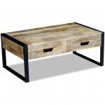 Vidaxl table basse avec 2 tiroirs bois de manguier massif 100 x 60 x 40 cm Vidaxl table basse avec 2 tiroirs bois de manguier massif 100 x 60 x 40 cm
