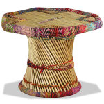 Vidaxl table basse bambou avec détails chindi multicolore Vidaxl table basse bambou avec détails chindi multicolore