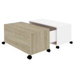 Vidaxl table basse blanc et chne sonoma 75x75x38 cm agglomr