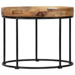 Vidaxl table basse bois de manguier massif et acier 50 x 40 cm