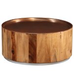 Vidaxl table basse bois massif de sesham et acier 68 cm