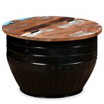 Vidaxl table basse bois de rcupration massif forme de baril noir
