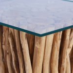Vidaxl table basse avec dessus en verre 66x66x40cm bois de teck massif Vidaxl table basse avec dessus en verre 66x66x40cm bois de teck massif