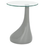 Vidaxl table basse avec dessus de table en verre rond gris brillant