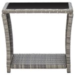 Vidaxl table basse gris 45x45x40 cm résine tressée et verre Vidaxl table basse gris 45x45x40 cm résine tressée et verre