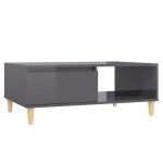 Vidaxl table basse gris brillant 90x60x35 cm agglomr