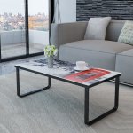 Vidaxl table basse avec impression de cabine tlphonique dessus verre