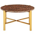 Vidaxl table basse marron 60x60x35 cm pierre vritable texture marbre