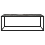 Vidaxl table basse noir avec verre marbre noir 100x50x35 cm