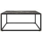 Vidaxl table basse noir avec verre marbre noir 80x80x35 cm