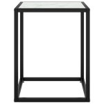 Vidaxl table basse noir avec verre marbre blanc 40x40x50 cm