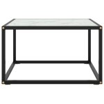 Vidaxl table basse noir avec verre marbre blanc 60x60x35 cm