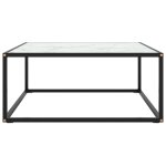 Vidaxl table basse noir avec verre marbre blanc 80x80x35 cm