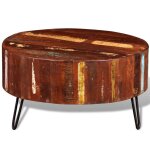 Vidaxl table basse ronde bois massif de rcupration