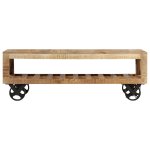Vidaxl table basse avec roues bois de manguier massif 110 x 50 x 37 cm