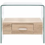 Vidaxl table basse avec tiroir 50 x 50 x 45 cm verre tremp�