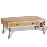 Vidaxl table basse avec tiroirs bois de manguier massif 105x55x41 cm