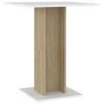 Vidaxl table de bistro blanc et chne sonoma 60x60x75 cm agglomr