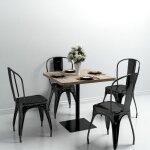 Vidaxl table de bistro mdf et acier carr 80x80x75 cm couleur de chne