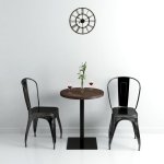 Vidaxl table de bistro mdf et acier rond 60 x 75 cm frne fonc