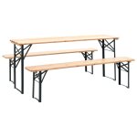 Vidaxl table de brasserie pliable avec 2 bancs 177 cm bois de pin
