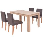 Vidaxl table et chaises 5 pcs cuir synthétique chêne marron Vidaxl table et chaises 5 pcs cuir synthétique chêne marron
