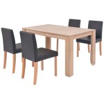 Vidaxl table et chaises 5 pcs cuir synthétique chêne noir Vidaxl table et chaises 5 pcs cuir synthétique chêne noir