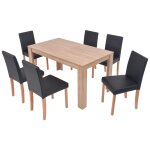 Vidaxl table et chaises 7 pcs cuir synthtique chne noir