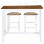 Vidaxl table et chaises de bar 3 pcs bois massif marron et blanc