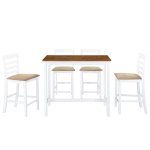 Vidaxl table et chaises de bar 5 pcs bois massif marron et blanc Vidaxl table et chaises de bar 5 pcs bois massif marron et blanc
