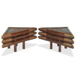 Vidaxl table de chevet 2 pcs 60 x 60 x 40 cm bambou marron fonc