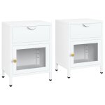 Vidaxl tables de chevet 2 pcs blanc 40x30x54, 5 cm acier et verre