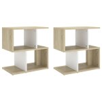 Vidaxl tables de chevet 2 pcs blanc et chne 50x30x51, 5 cm agglomr