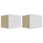 Vidaxl tables de chevet 2 pcs blanc et chne sonoma 40x30x30 cm